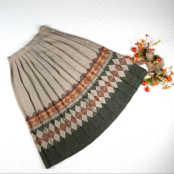 Vintage Dresses & Skirts - Vintage Accordion Pleat Wool Pleated Skirt SZ 5